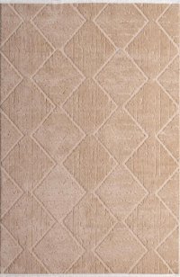 Kreasyon Halı Jolly A0311 Krem 10 mm Polyester Yıkanabilir Kaymaz Taban Dikdörtgen Makine Dokuma Salon Halısı 160x230 cm