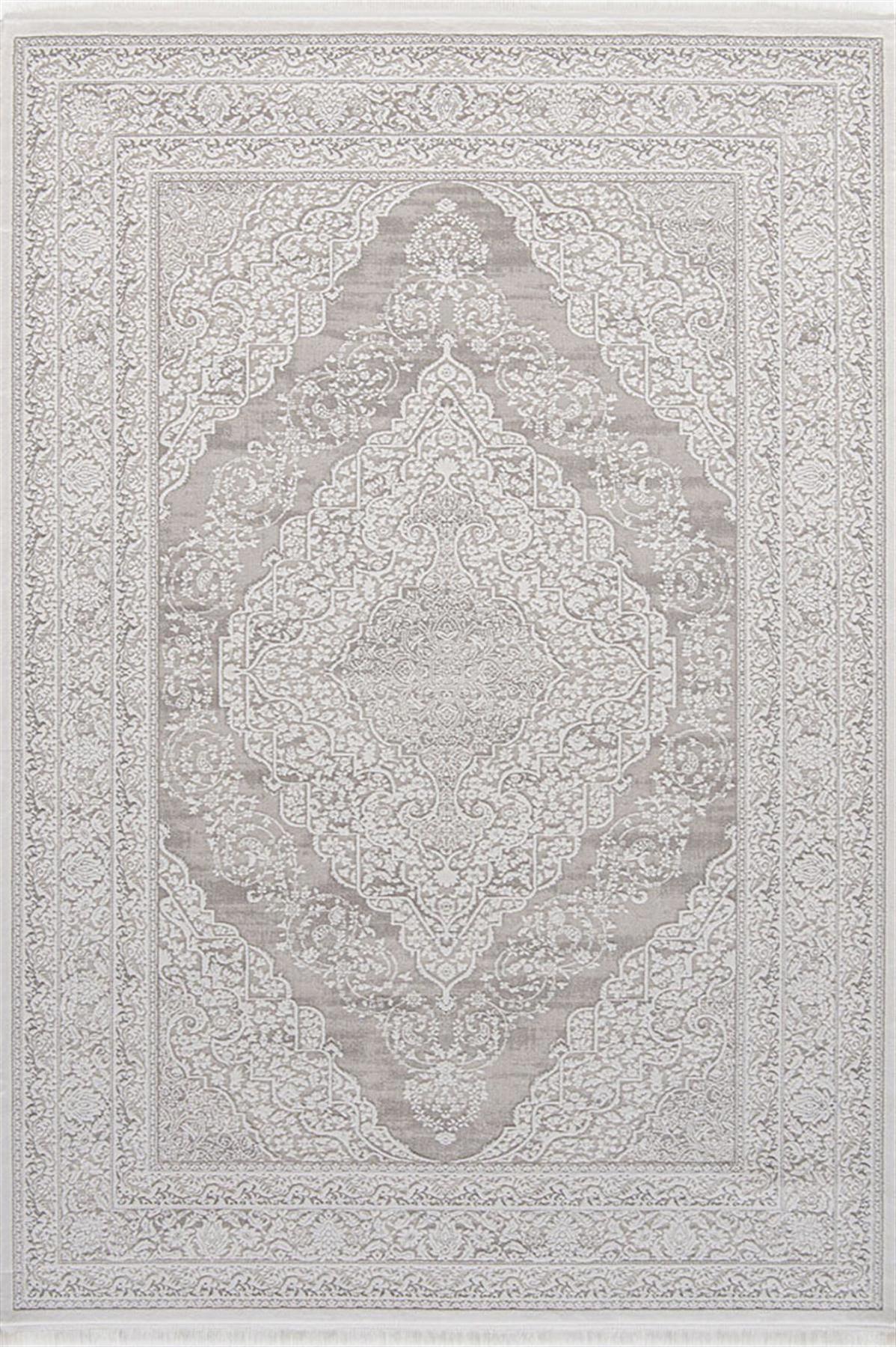 Enti Halı Miras 6807 Beyaz 11 mm Akrilik Silinebilir Yıkanabilir Orta Dikdörtgen Makine Dokuma Salon Halısı 100x300 cm