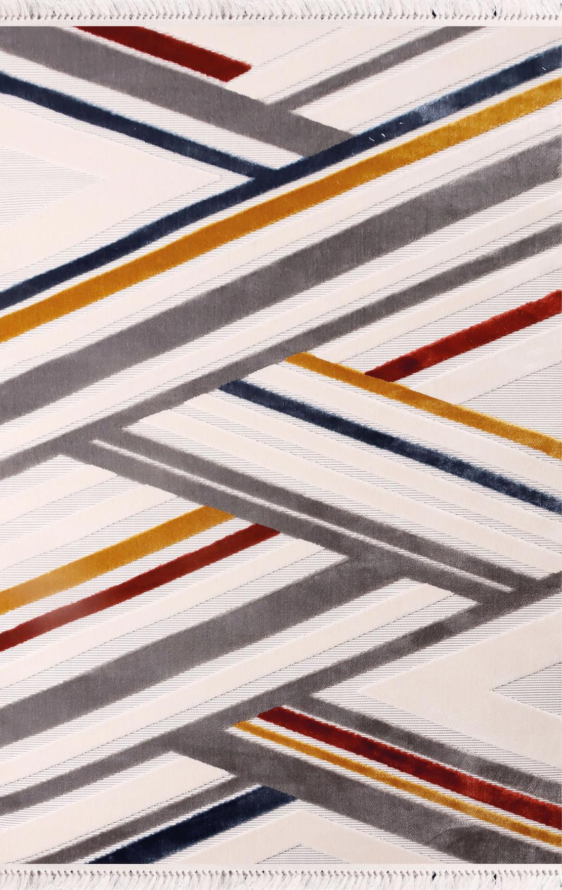 Nexus Torino 8184 Krem 7 mm Polyester Antialerjenik Yıkanabilir İnce Geometrik Dikdörtgen Makine Dokuma Salon Halısı 160x230 cm