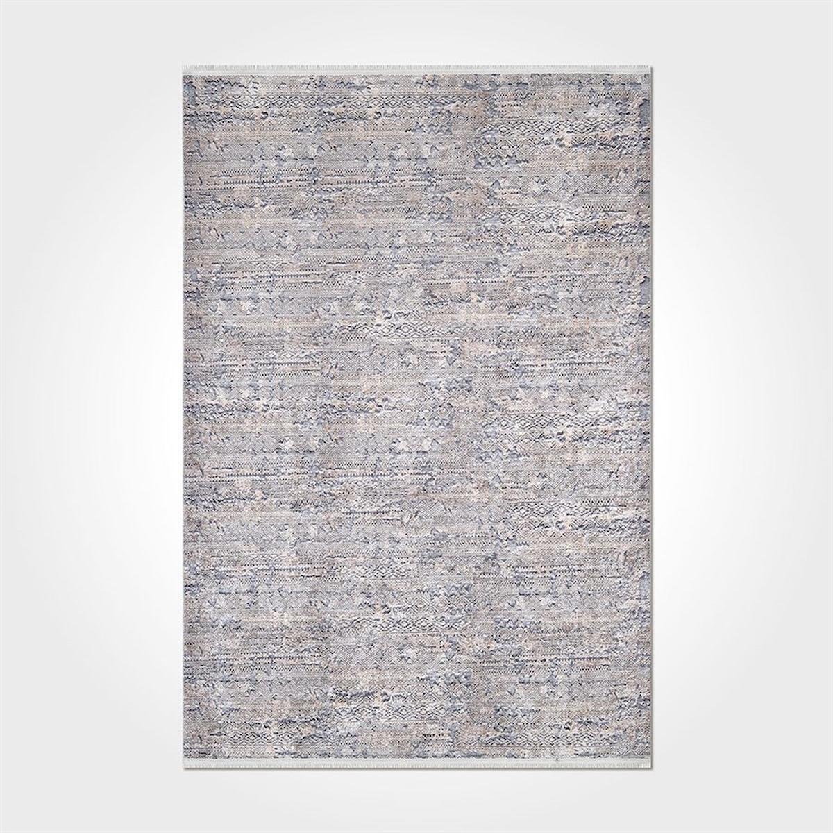 Crea Halı 2480PC Gri Pamuk-Polyester Yıkanabilir İnce Kaymaz Pamuk Taban Soyut Temalı Dikdörtgen Makine Dokuma Salon Halısı 120x180 cm