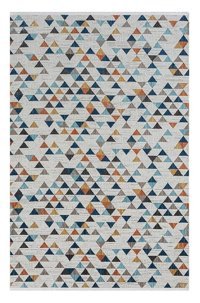 Kreasyon Halı HL003 Krem Polyester Yıkanabilir Kalın Pamuk Taban Geometrik Dikdörtgen Makine Dokuma Salon Halısı 160x230 cm