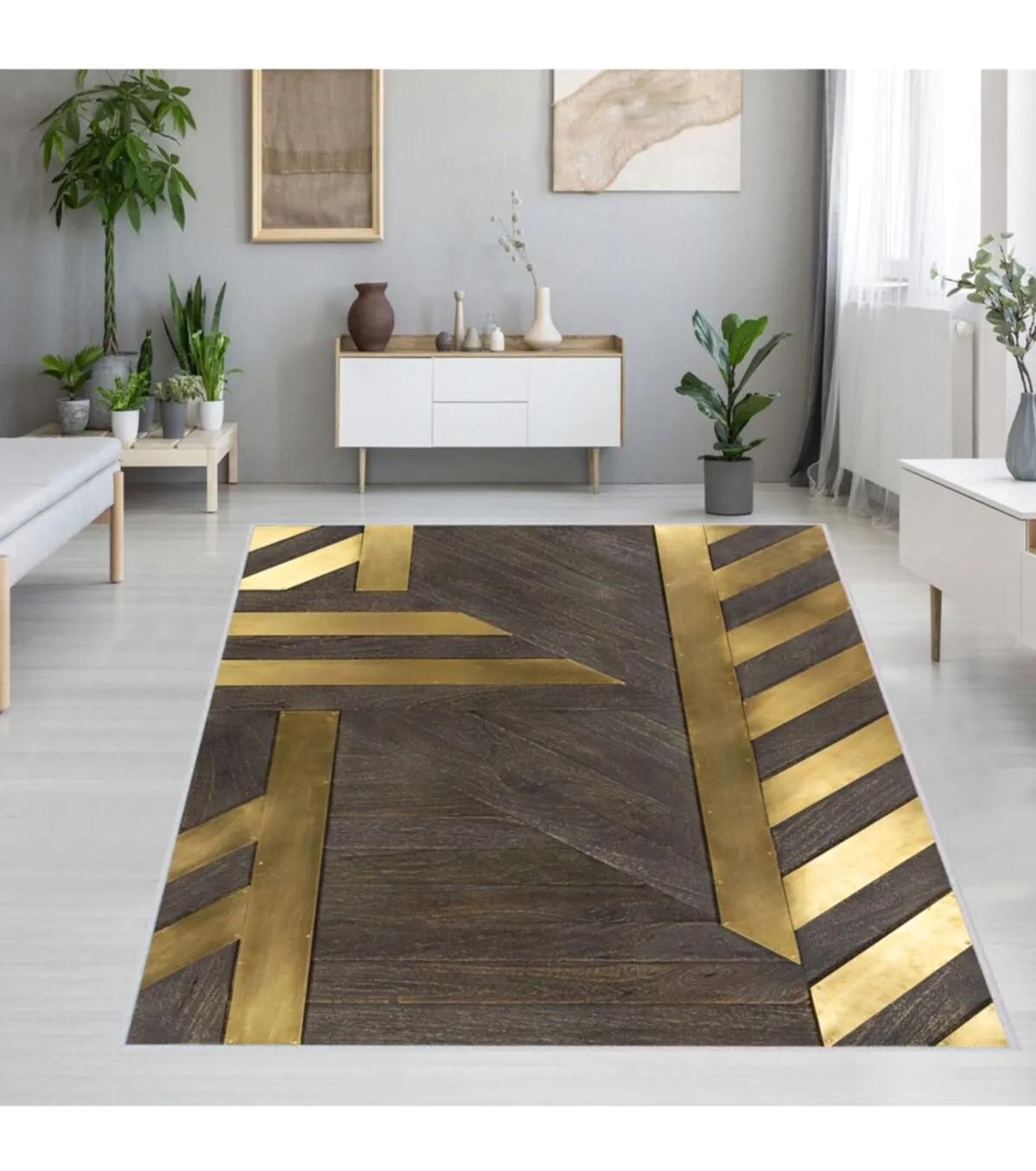 Rovigo Home RVG1244 Çok Renkli 8 mm Polyester Leke Tutmaz-Toz Tutmaz Yıkanabilir İnce Kaymaz Dot Taban Dikdörtgen Makine Dokuma Salon Halısı 80x300 cm
