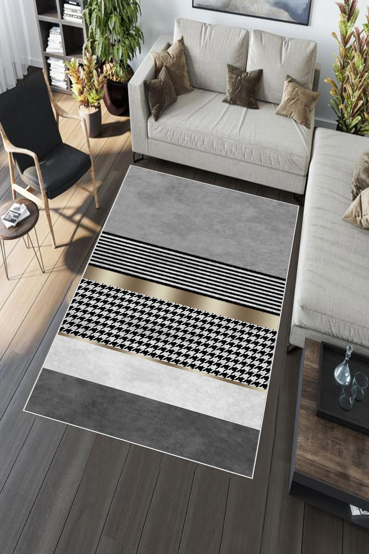 Aldora Çok Renkli 0.8 mm Polipropilen Yıkanabilir Orta Kaymaz Deri Taban Dikdörtgen Makine Dokuma Salon Halısı 80x300 cm