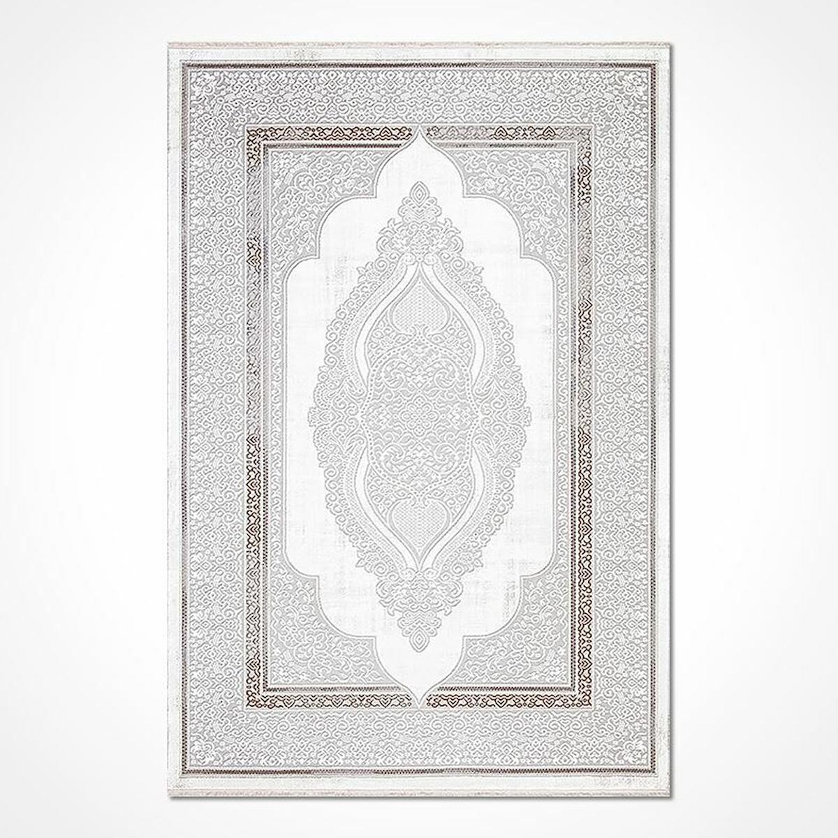 Crea Halı Galyon 16105 Krem 8 mm Akrilik Toz Tutmaz Yıkanabilir Orta Soyut Temalı Dikdörtgen Makine Dokuma Salon Halısı 80x140 cm