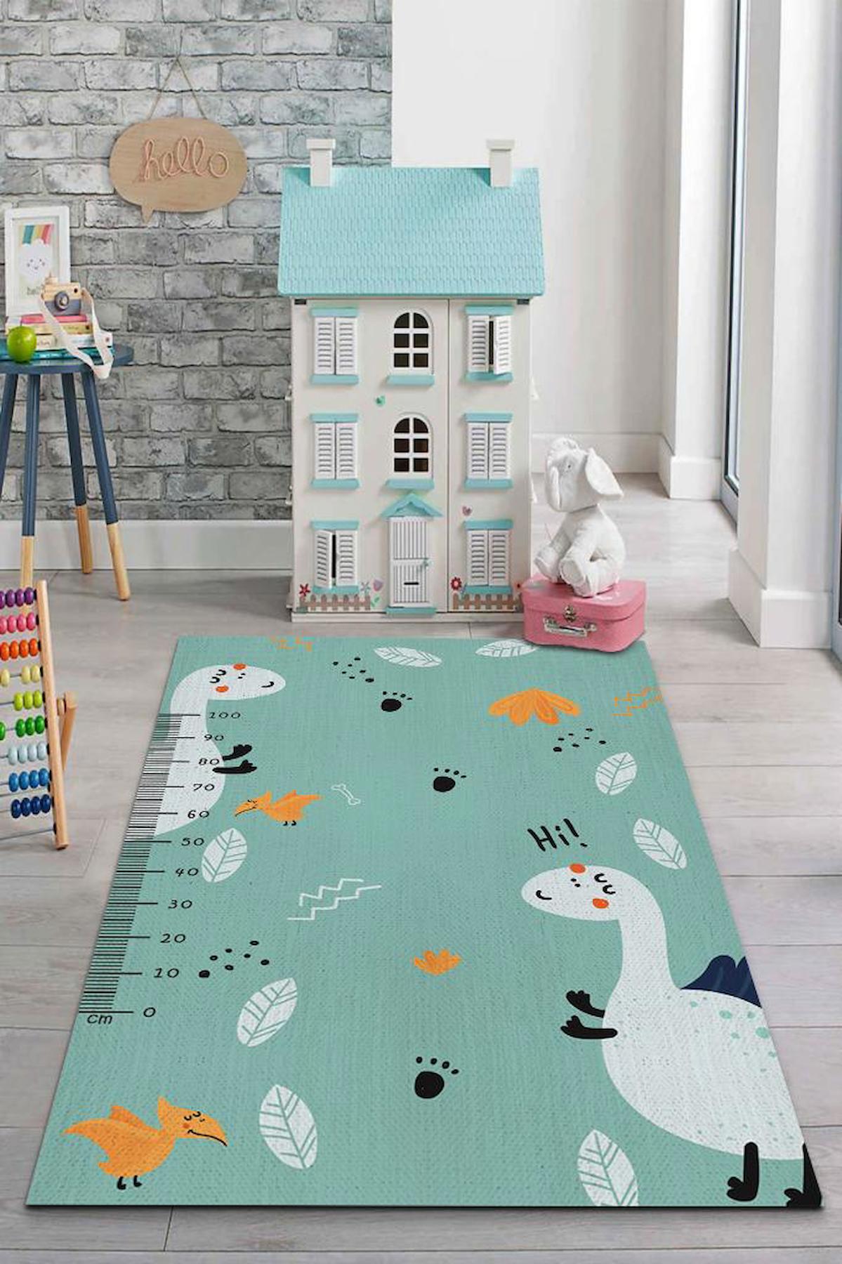Homshtag Oğlum Büyüyor Çok Renkli 4 mm Pamuk Antistatik Yıkanabilir İnce Kaymaz Dikdörtgen Makine Dokuma Çocuk Odası Halısı 120x200 cm