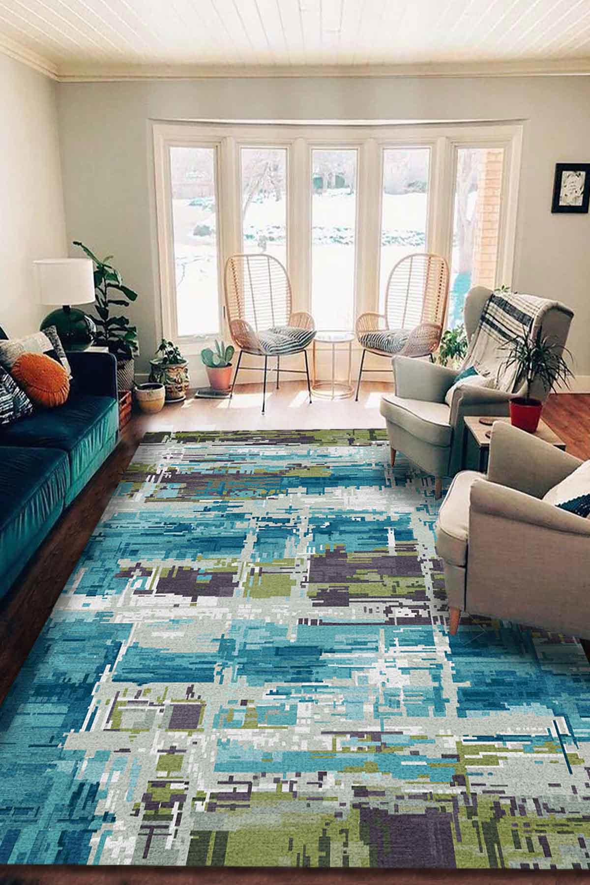 İlyaki Home Ocımum Krem 0.5 mm Pamuk Antibakteriyel Yıkanabilir İnce Kaymaz Pamuk Taban Dikdörtgen Makine Dokuma Salon Halısı 160x230 cm