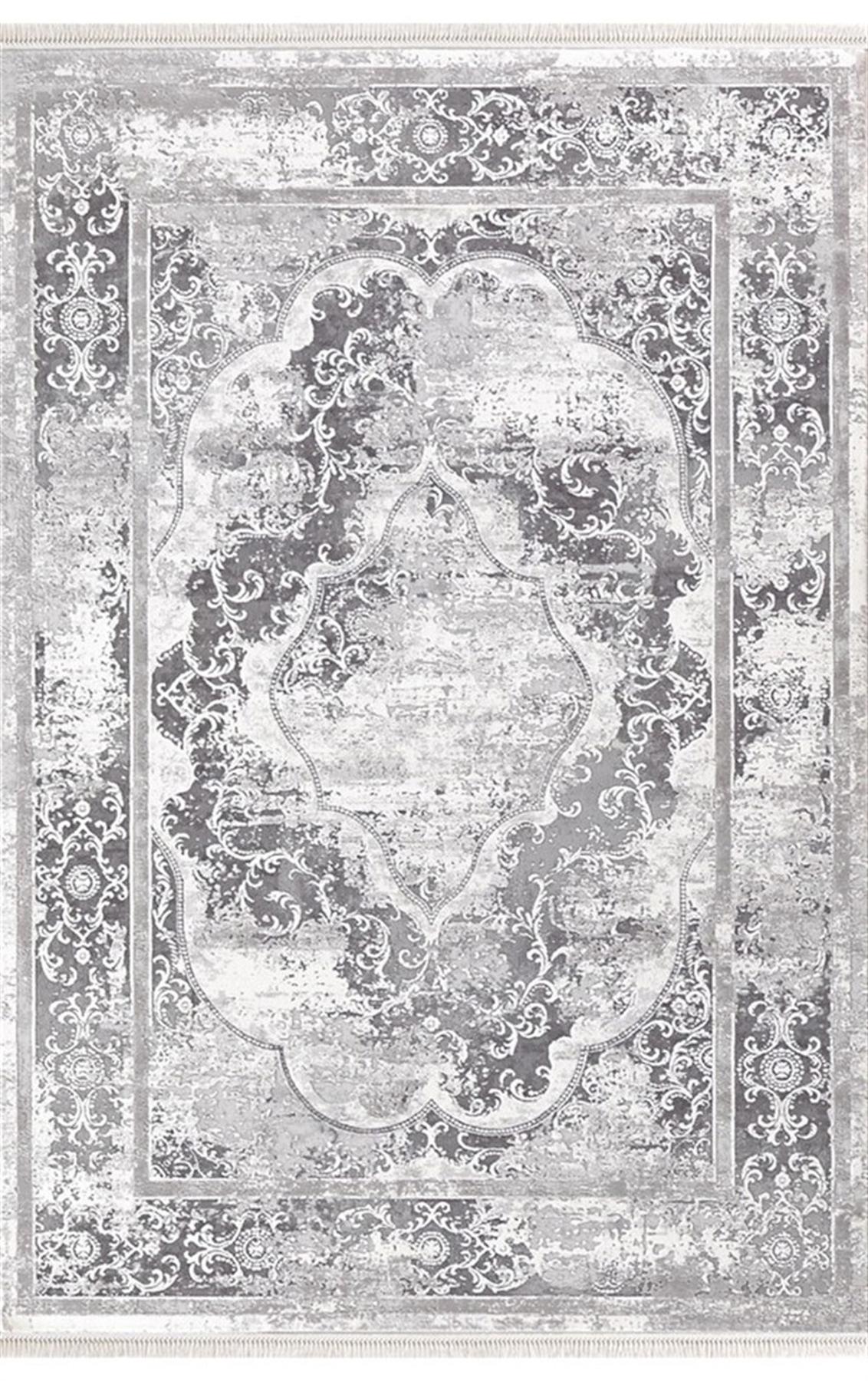 Dinarsu Arora 31889 Gri 10 mm Akrilik Silinebilir Yıkanabilir Orta Kaymaz Dikdörtgen Makine Dokuma Oturma Odası Halısı 160x235 cm