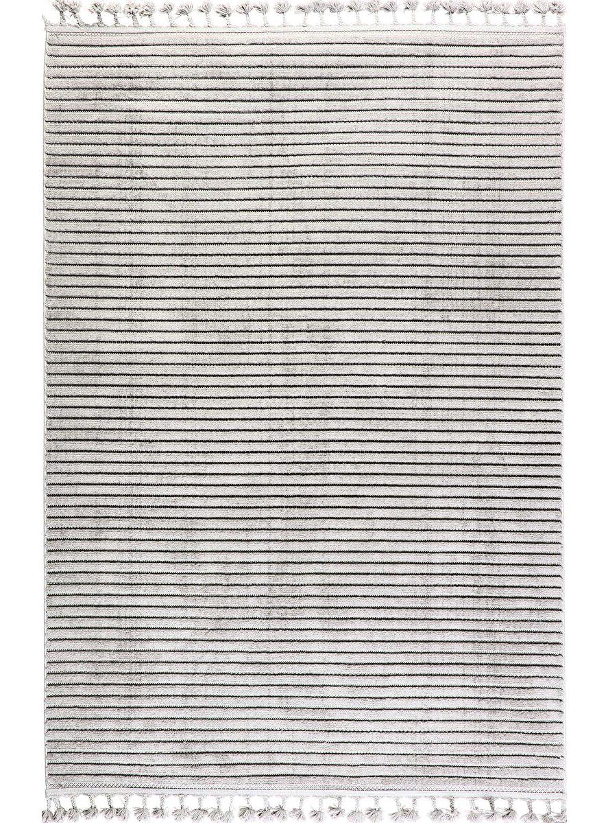 Gümüşsuyu Deco Alvin 12612 Gri 10 mm Polyester Yıkanabilir İnce Kaymaz Dikdörtgen Makine Dokuma Salon Halısı 160x230 cm