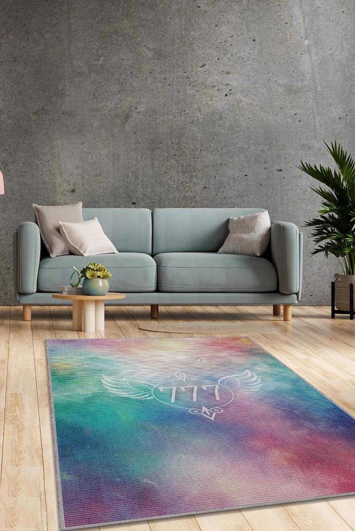 Homshtag 777 Melek Sayısı Krem 4 mm Pamuk Antistatik Yıkanabilir İnce Kaymaz Dikdörtgen Makine Dokuma Salon Halısı 100x300 cm