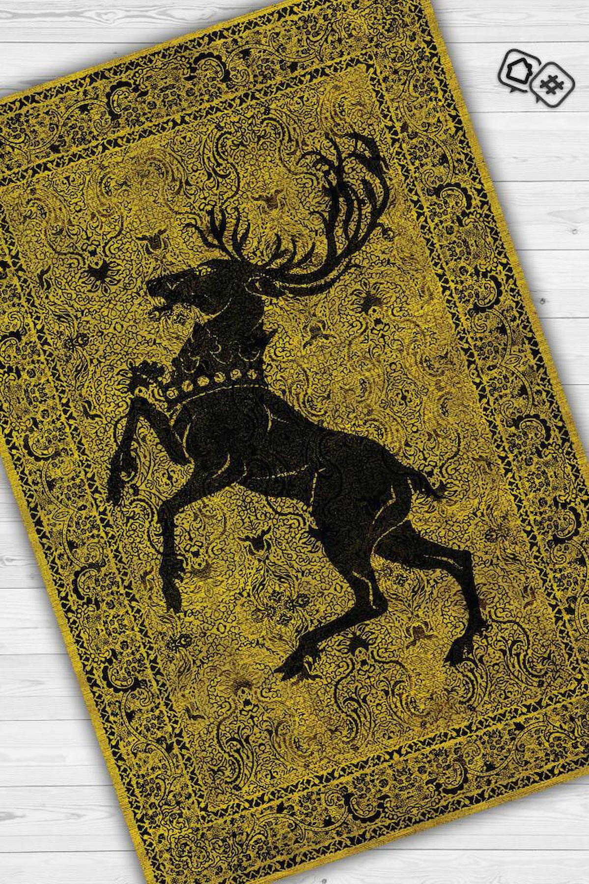 Homshtag Game Of Thrones Krem 4 mm Pamuk Antistatik Yıkanabilir İnce Kaymaz Dikdörtgen Makine Dokuma Salon Halısı
