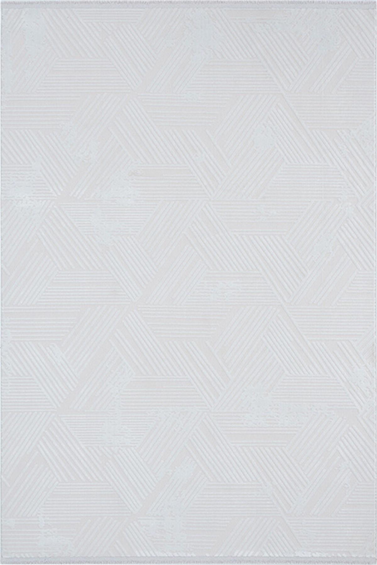 Seyran Halı Hiss 2003 Beyaz Akrilik Silinebilir Yıkanabilir Orta Dikdörtgen Makine Dokuma Salon Halısı 200x290 cm
