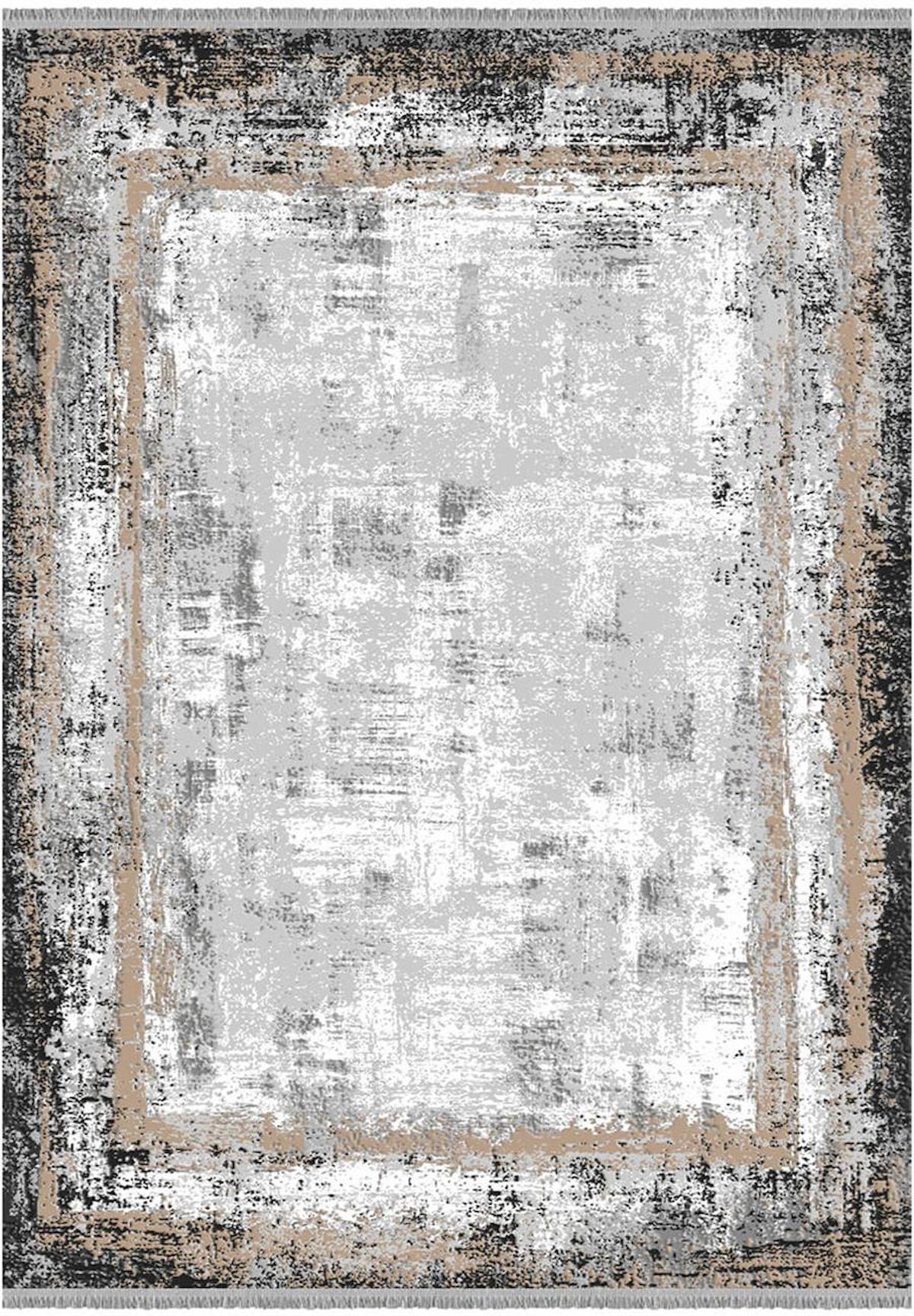 İpek Mekik Halı Roxanne 17106 Gri 6 mm Bambu Yıkanabilir Orta Kaymaz Dikdörtgen Makine Dokuma Antre-Çocuk Odası-Salon-Yatak Odası Halısı 80x150 cm