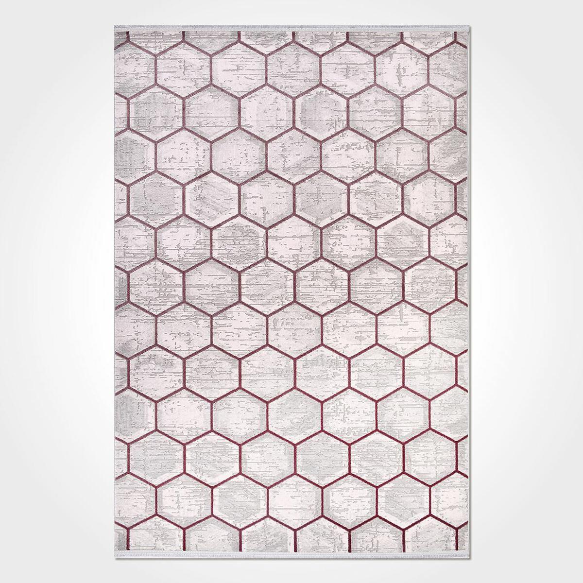 Crea Halı Argilla 15534K Krem 10 mm Akrilik Antibakteriyel Yıkanabilir Orta Geometrik Dikdörtgen Makine Dokuma Salon Halısı 80x300 cm