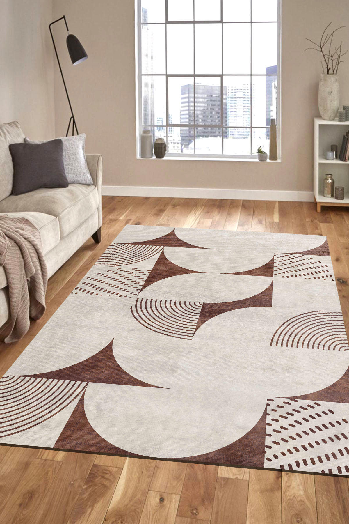 İlyaki Home Aral Krem 0.5 mm Pamuk Yıkanabilir İnce Kaymaz Jüt Taban Dikdörtgen Makine Dokuma Salon Halısı 60x100 cm