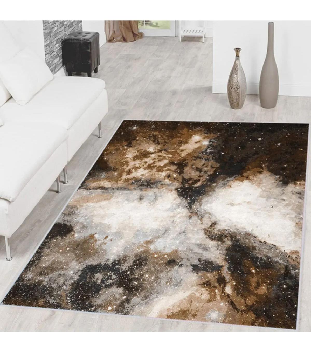 Rovigo Home RVG1501 Çok Renkli 8 mm Polyester Antibakteriyel-Leke Tutmaz-Toz Tutmaz Yıkanabilir İnce Kaymaz Dot Taban Dikdörtgen Makine Dokuma Salon Halısı 120x180 cm