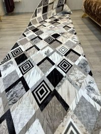 Nivemes Home Manas Krem 6 mm Polyester Antibakteriyel Yıkanabilir İnce Kaymaz Jel Taban Dikdörtgen Makine Dokuma Oturma Odası-Salon Halısı 170x170 cm
