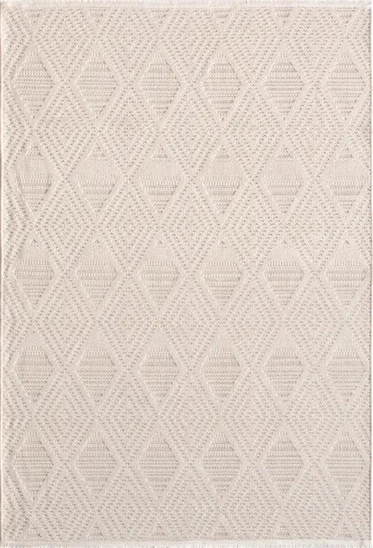 Kreasyon Halı Aqua AU001 Krem 4 mm Polyester Yıkanabilir İnce Kaymaz Örme Taban Dikdörtgen Makine Dokuma Salon Halısı 160x230 cm