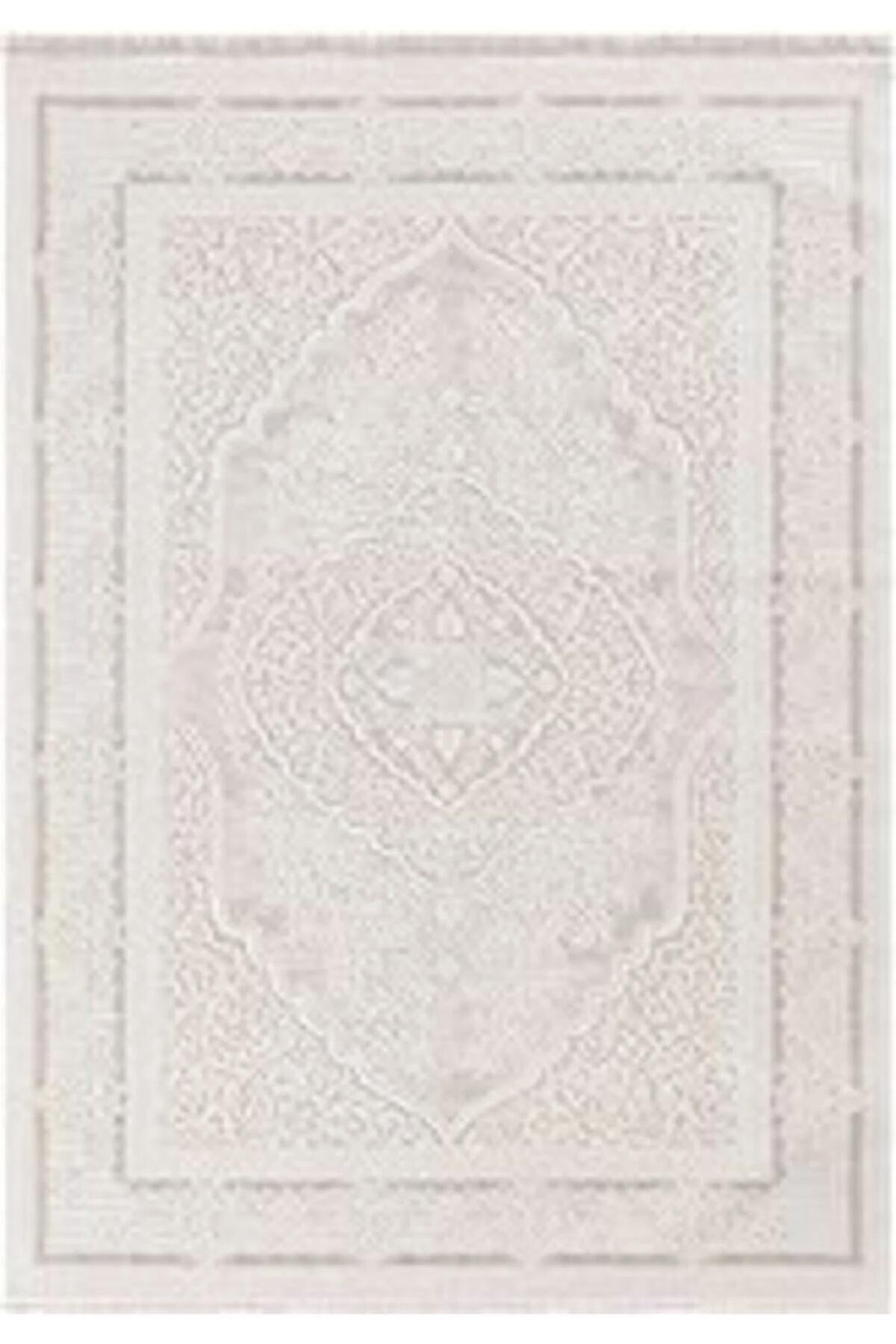 Merinos Rodin 32800 Krem Mikropolyester Yıkanabilir Kalın Kaymaz Lateks Taban Dikdörtgen Makine Dokuma Salon Halısı 160x233 cm