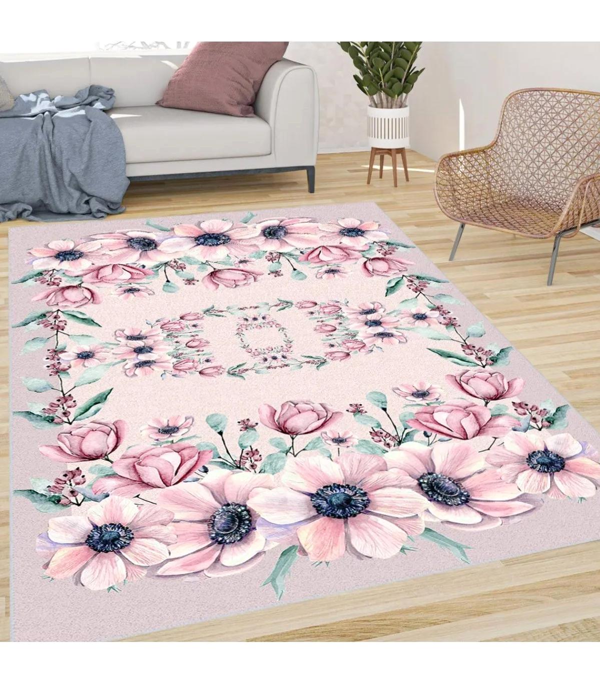Rovigo Home RVG0640 Çok Renkli 8 mm Polyester Leke Tutmaz-Toz Tutmaz Yıkanabilir İnce Kaymaz Dot Taban Dikdörtgen Makine Dokuma Salon Halısı 120x400 cm