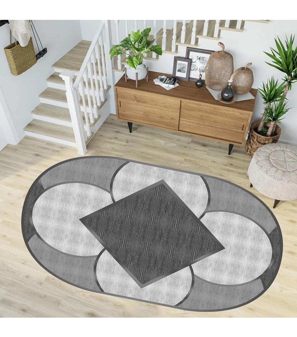 Rovigo Home RVG7246-SD1207 Çok Renkli 8 mm Polyester Yıkanabilir Orta Kaymaz Dot Taban Dikdörtgen Makine Dokuma Salon Halısı 100x400 cm