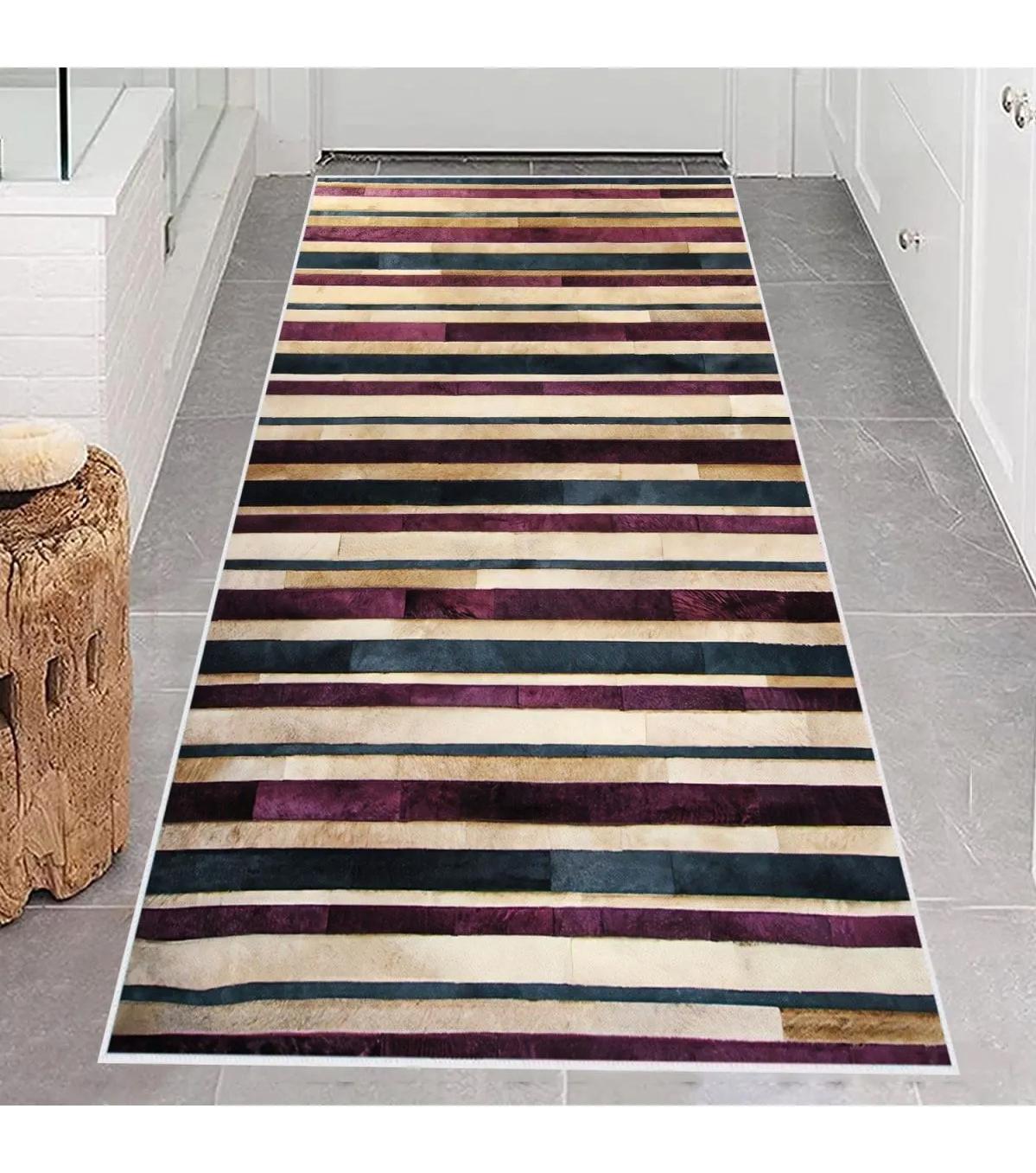 Rovigo Home RVG0625 Lacivert 8 mm Polyester Antibakteriyel-Leke Tutmaz-Toz Tutmaz Yıkanabilir İnce Kaymaz Dot Taban Dikdörtgen Makine Dokuma Salon Halısı 140x200 cm