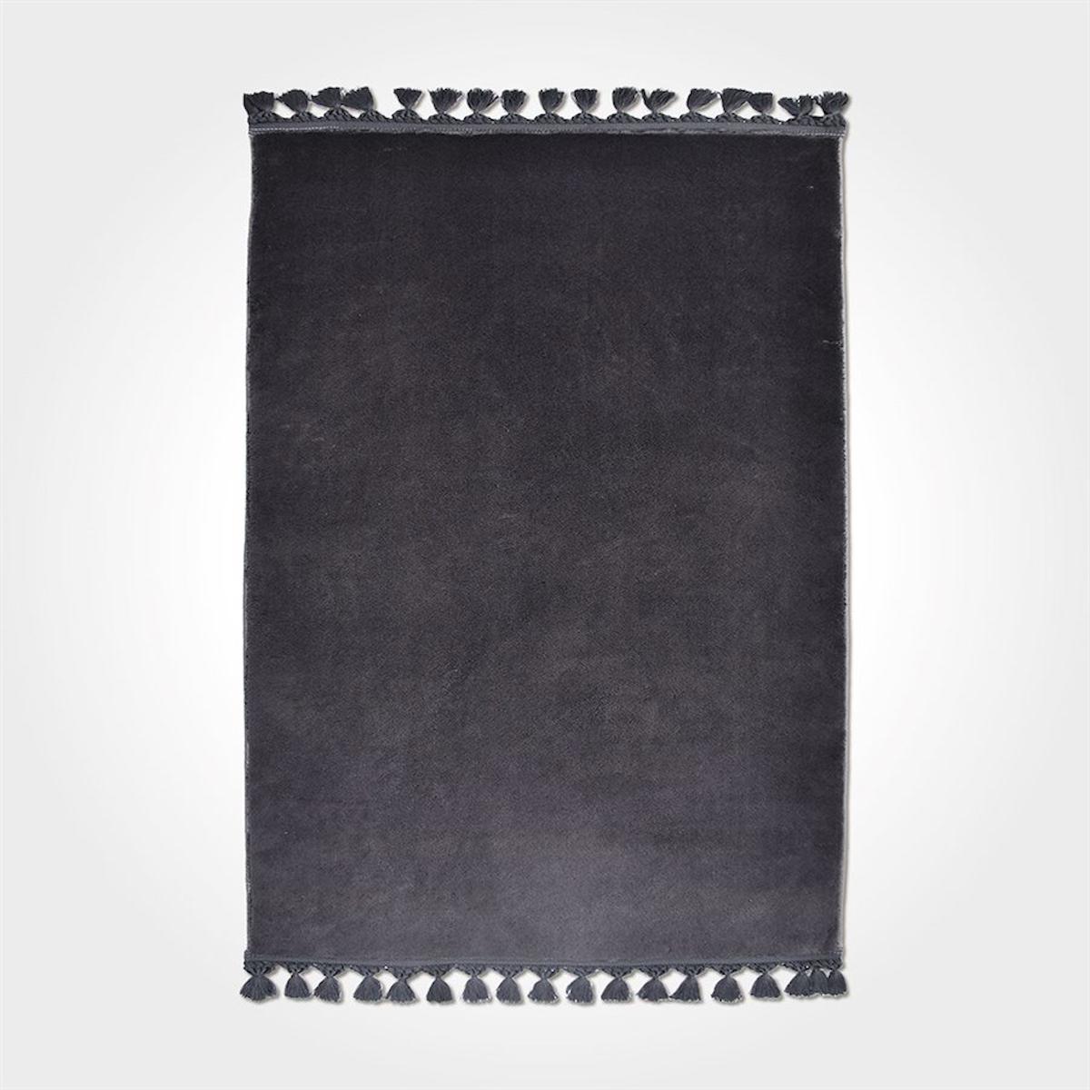 Crea Halı 3155ANT Antrasit 7 mm Pamuk-Polyester Toz Tutmaz Yıkanabilir Orta Kaymaz Dikdörtgen Makine Dokuma Salon Halısı 155x155 cm