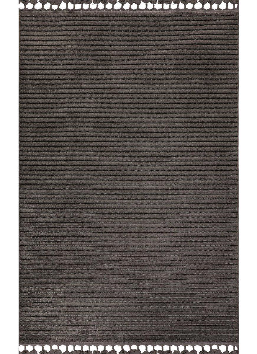 Gümüşsuyu Deco Alvin 12612 Antrasit 10 mm Polyester Yıkanabilir İnce Kaymaz Dikdörtgen Makine Dokuma Salon Halısı 200x300 cm