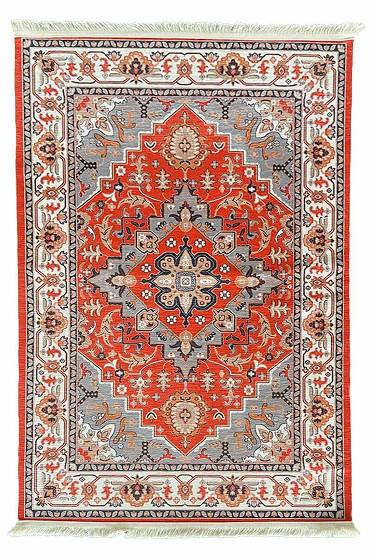 Prizma Home V6518 Çok Renkli Pamuk Toz Tutmaz Yıkanabilir Orta Dikdörtgen Makine Dokuma Oturma Odası-Salon Halısı 120x180 cm