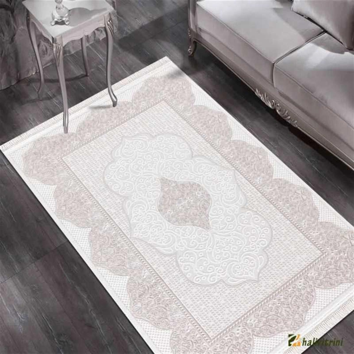 Efsane Halı Ihlara HR008060 Bej 11 mm Akrilik Silinebilir Yıkanabilir Orta Kaymaz Dikdörtgen Makine Dokuma Oturma Odası Halısı 80x150 cm