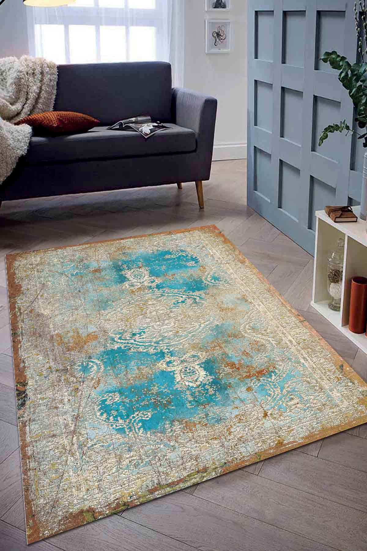 Latte Dizayn Irla Krem 0.5 mm Pamuk Yalıtıma Yardımcı Yıkanabilir İnce Kaymaz Pamuk Taban Dikdörtgen Makine Dokuma Salon Halısı 100x300 cm