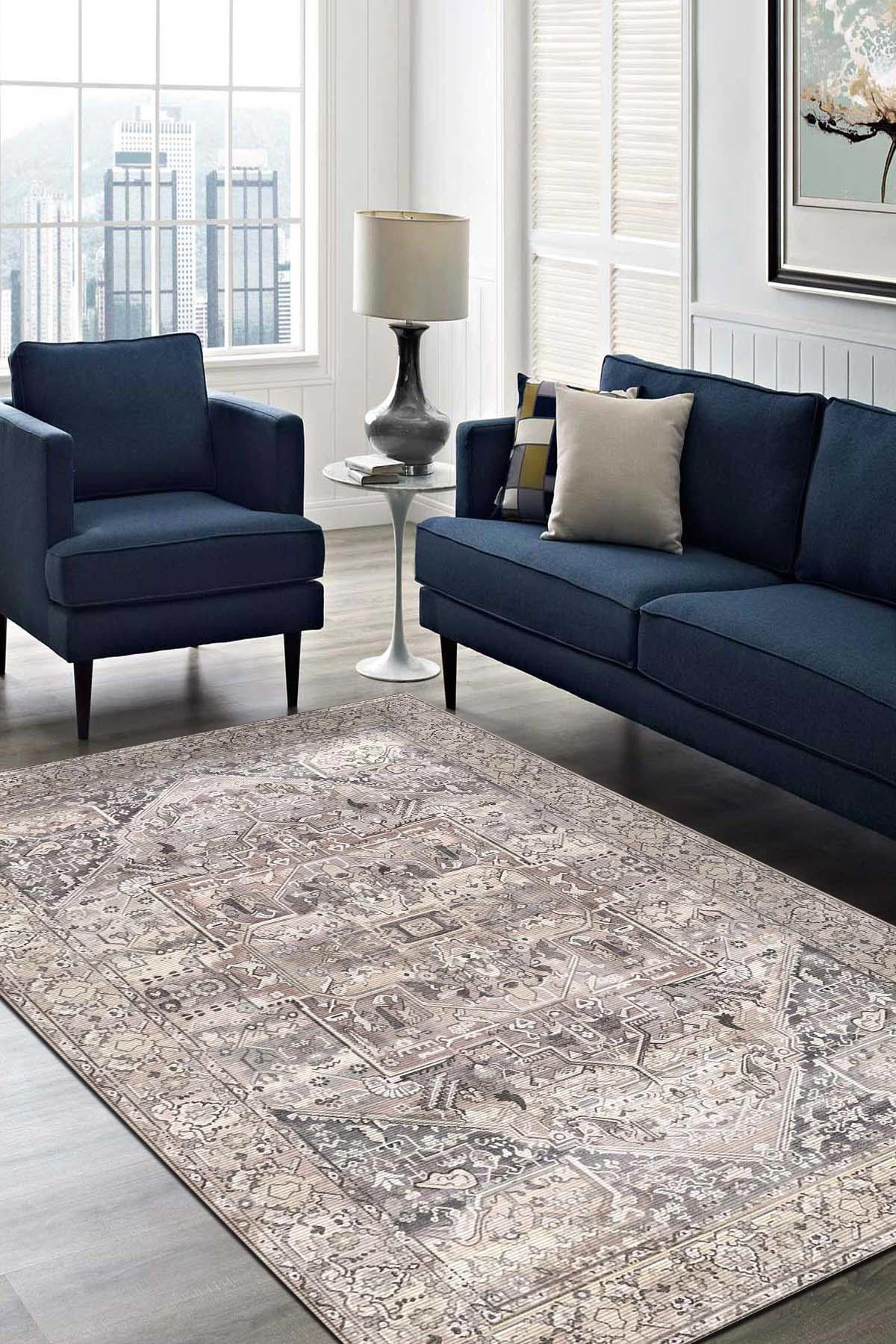 İlyaki Home Ayralfa Krem 0.8 mm Pamuk Yıkanabilir İnce Kaymaz Jüt Taban Dikdörtgen Makine Dokuma Salon Halısı 50x80 cm