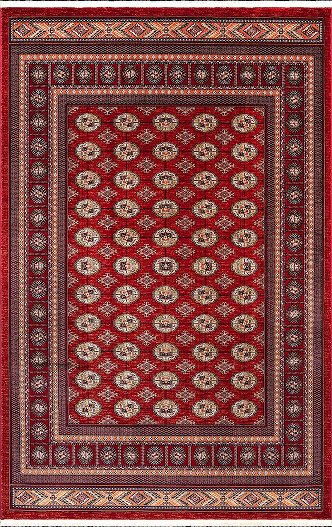 Dinarsu Asya 70174 Kırmızı 8 mm Polyester Antibakteriyel Yıkanabilir Orta Kaymaz Dikdörtgen Makine Dokuma Oturma Odası-Salon Halısı 160x160 cm