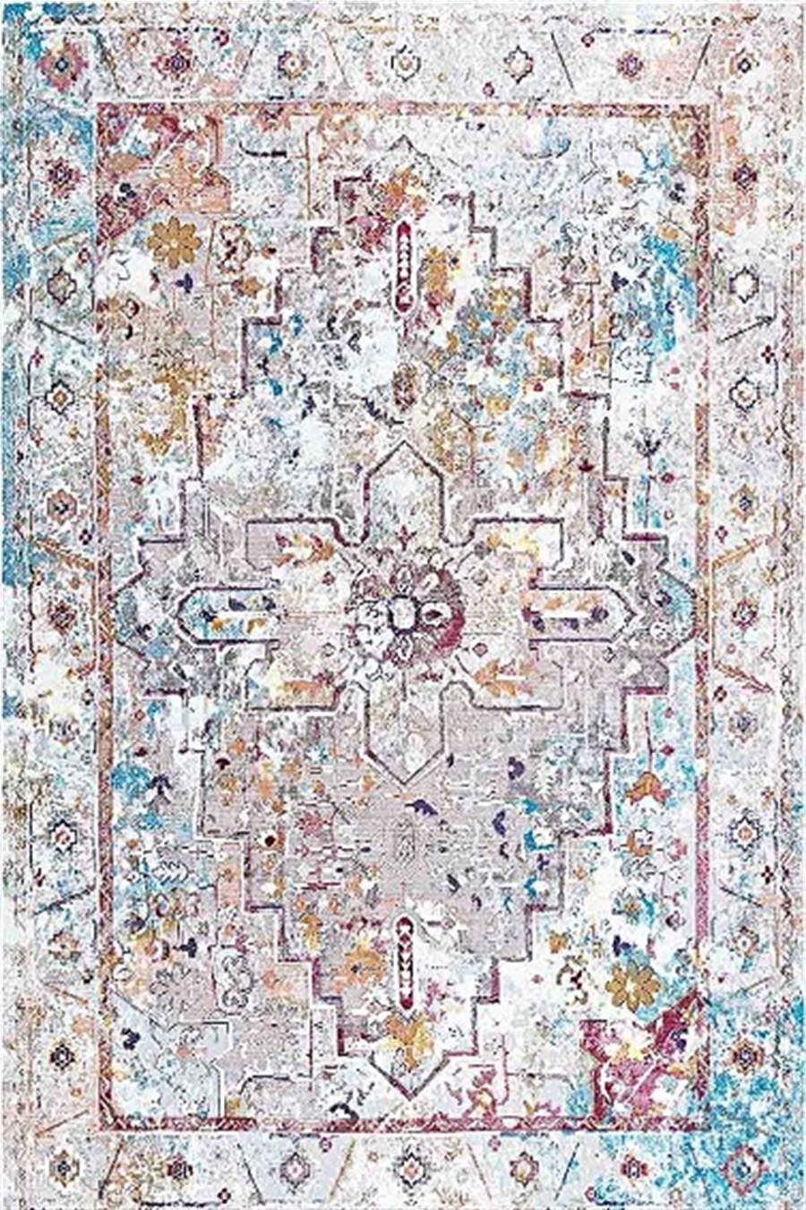 Kreasyon Halı Pandora 2726 Mavi 5 mm Polyester Yıkanabilir Kalın Kaymaz Pamuk Taban Dikdörtgen Makine Dokuma Salon Halısı 100x150 cm