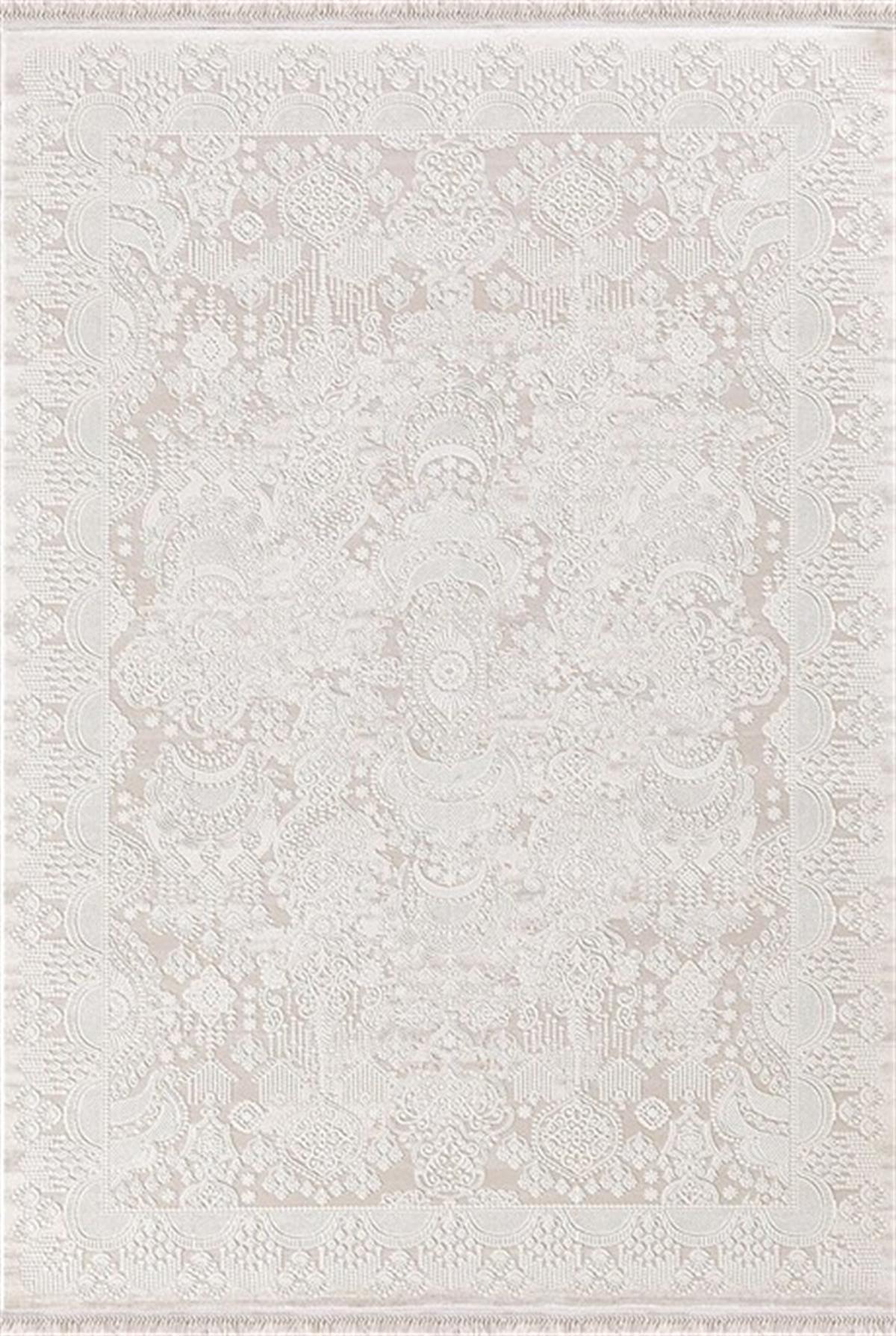 Dinarsu Arora 31886 Krem 11 mm Akrilik Silinebilir Yıkanabilir Orta Kaymaz Dikdörtgen Makine Dokuma Salon Halısı 140x200 cm