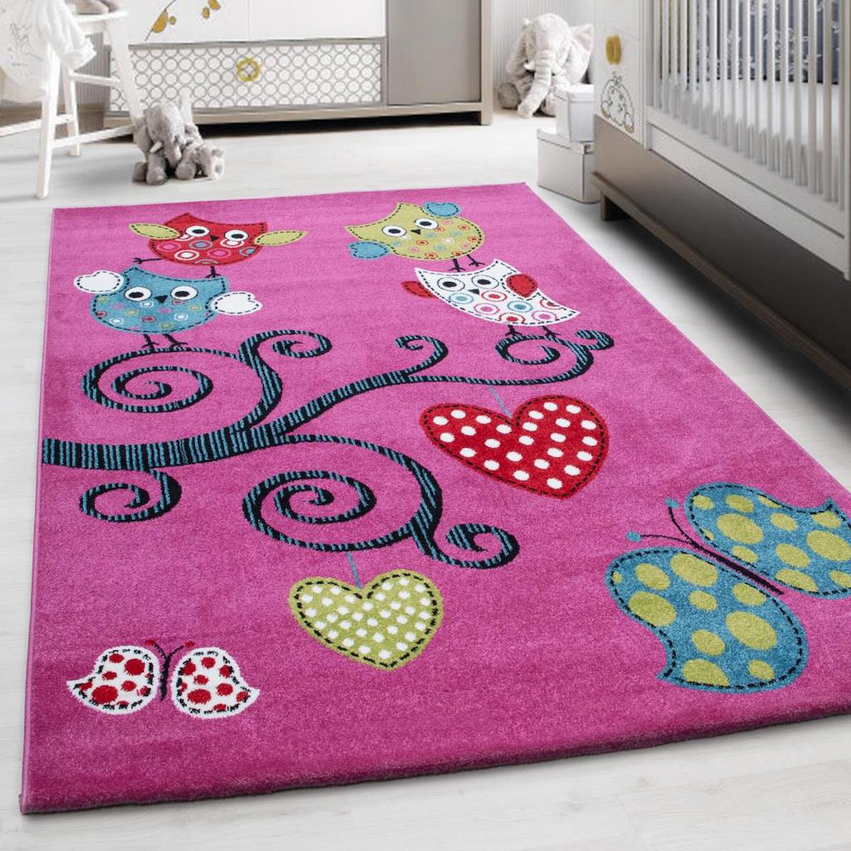 Red Halı Lila 11 mm Polipropilen Antibakteriyel Yıkanabilir İnce Kaymaz Taban Hayvan Desenli Dikdörtgen Makine Dokuma Çocuk Odası Halısı 80x150 cm