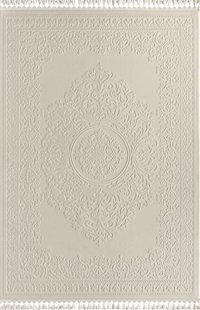 Sanat Halı Delüks 7027 Krem 7 mm Akrilik Yıkanabilir Kalın Kaymaz Lateks Taban Dikdörtgen Makine Dokuma Salon Halısı 80x80 cm