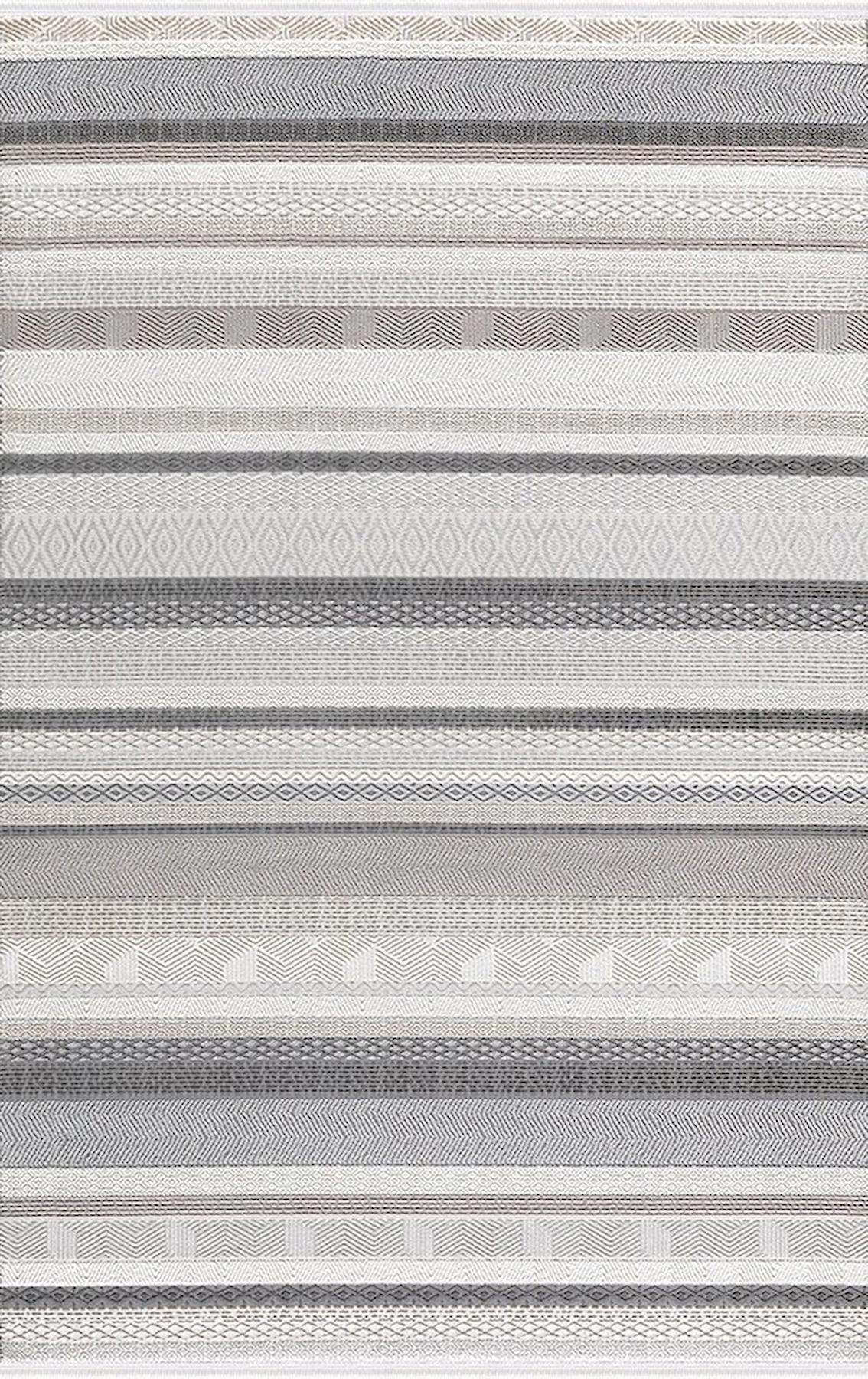 Merinos Recycle 38433 Krem 12 mm Akrilik Antibakteriyel Yıkanabilir Kalın Kaymaz Jel Taban Dikdörtgen Makine Dokuma Salon Halısı 80x800 cm