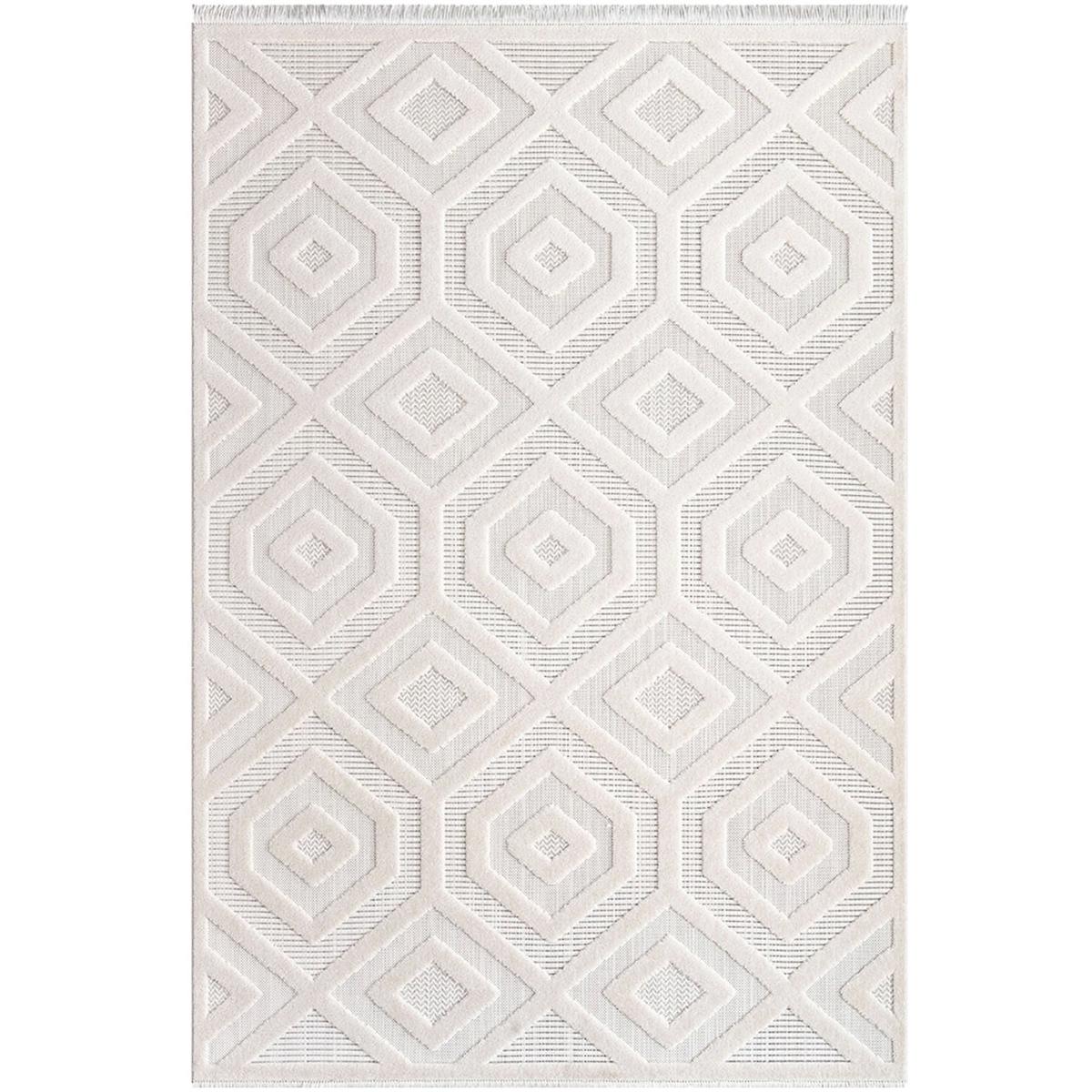 İpek Mekik Halı Almond 11404 Bej 10 mm Polyester Toz Tutmaz Yıkanabilir Orta Kaymaz Jüt Taban Geometrik Dikdörtgen Makine Dokuma Antre-Çocuk Odası-Salon-Yatak Odası Halısı 100x300 cm