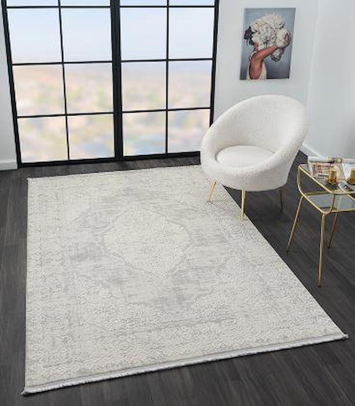 Çam Halı Mona VS002A Vizon 11 mm Polyester Silinebilir Yıkanabilir Orta Dikdörtgen Makine Dokuma Salon Halısı 180x180 cm