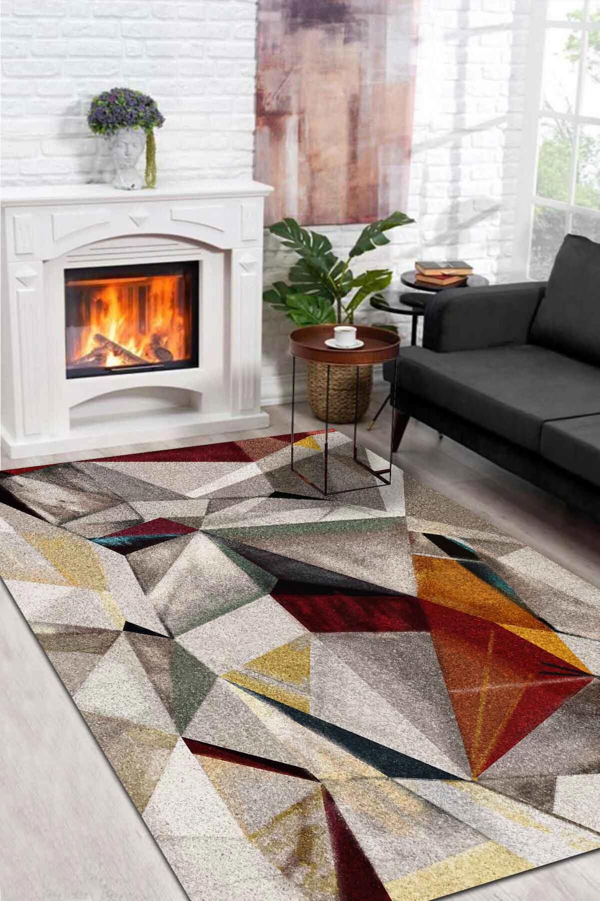 İlyaki Home Boug Krem 0.5 mm Pamuk Antibakteriyel Yıkanabilir İnce Kaymaz Pamuk Taban Dikdörtgen Makine Dokuma Salon Halısı 140x220 cm