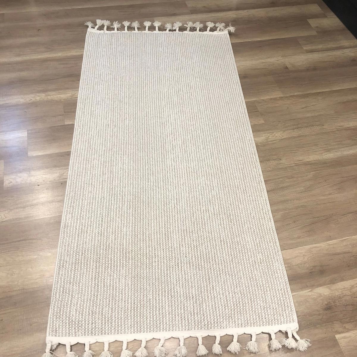 Hoom Rugs Bohho BH04 Bej 11 mm Akrilik Antialerjenik Yıkanabilir Orta Kaymaz Dikdörtgen Makine Dokuma Salon Halısı 80x300 cm