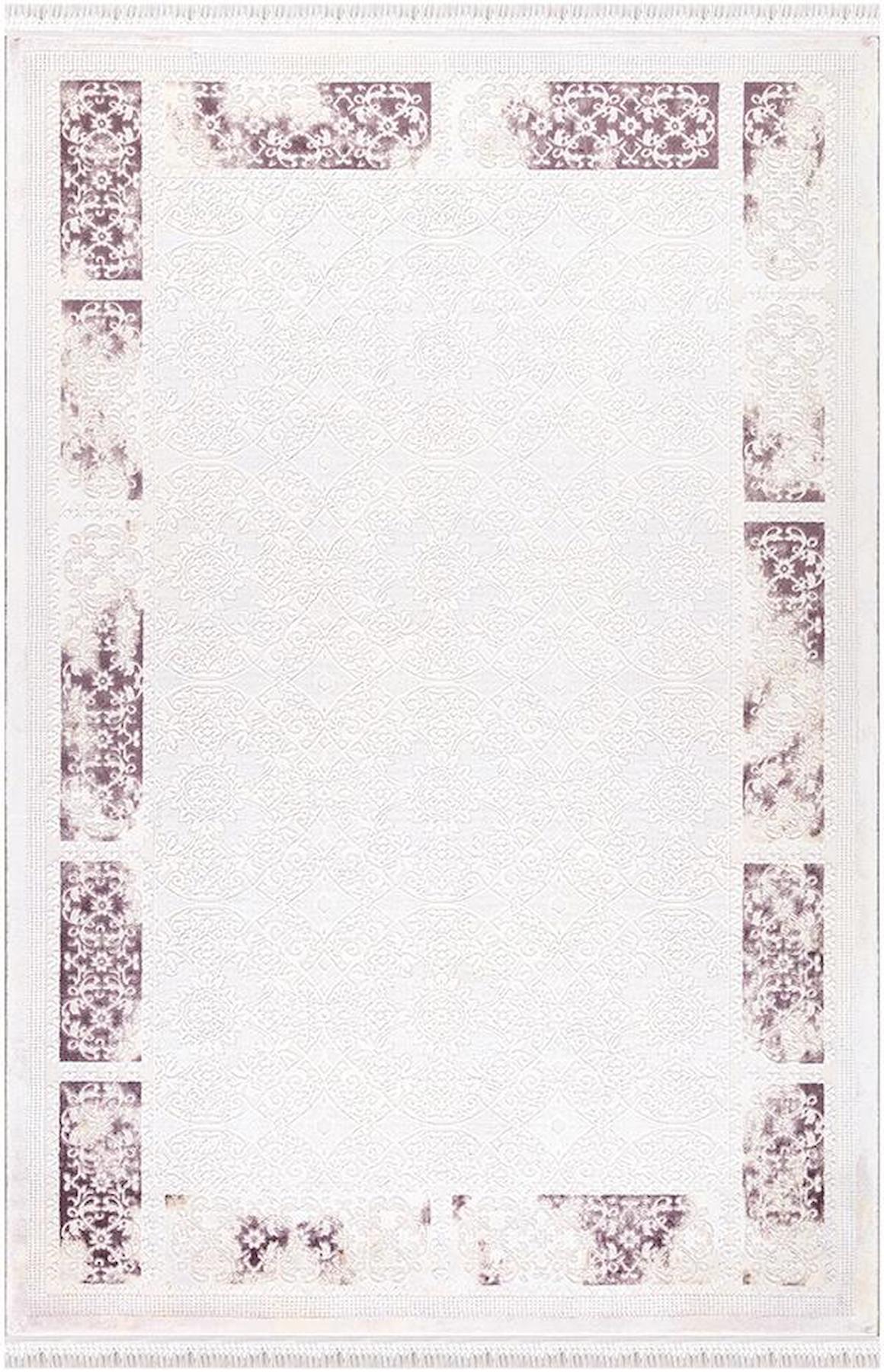 İpek Mekik Halı Blossom Ekru 10 mm Bambu Antibakteriyel Yıkanabilir Orta Kaymaz Pamuk Taban Dikdörtgen Makine Dokuma Antre-Çocuk Odası-Salon-Yatak Odası Halısı 120x200 cm