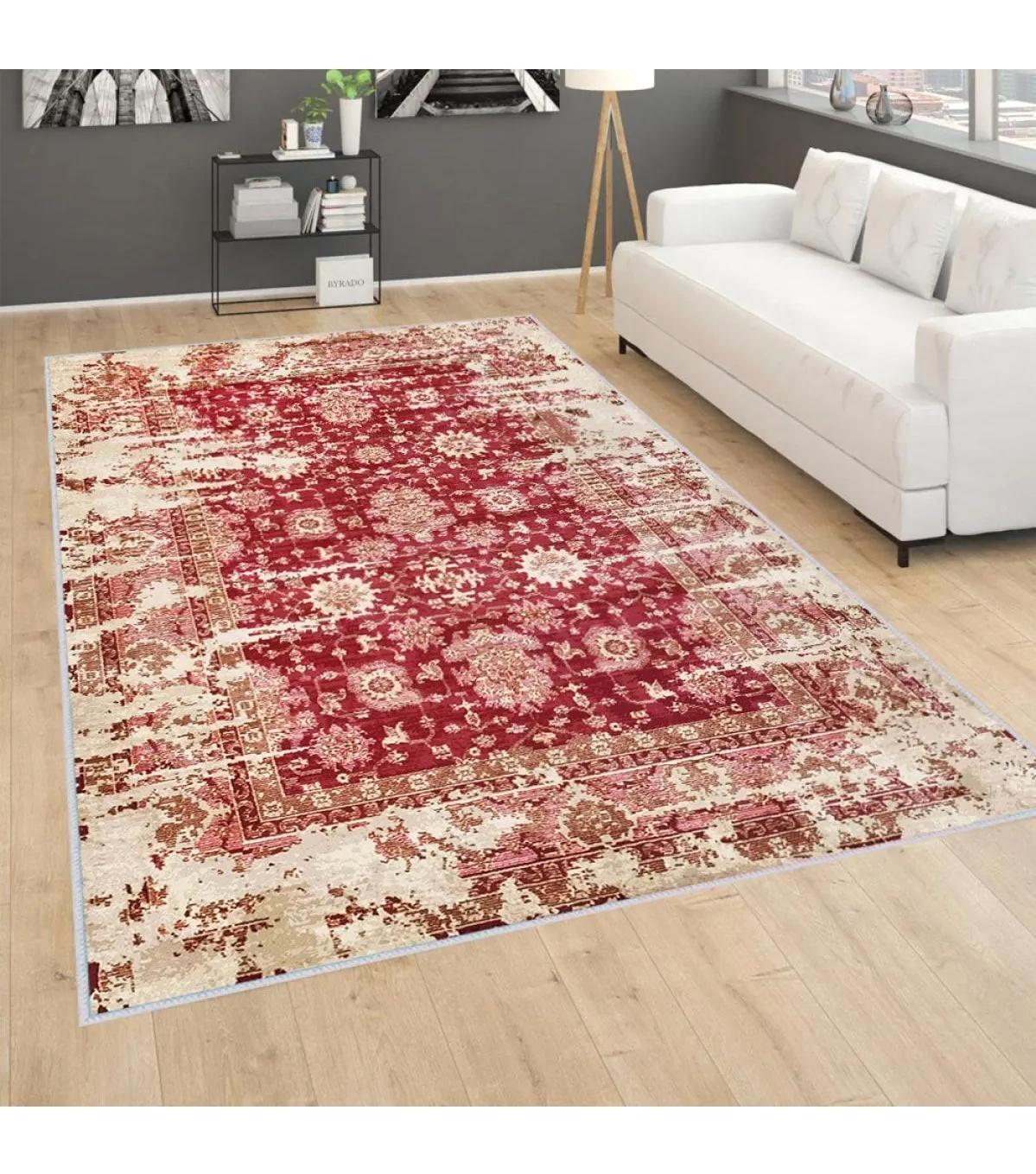 Rovigo Home RVG0252 Çok Renkli 8 mm Polyester Antibakteriyel-Leke Tutmaz-Toz Tutmaz Yıkanabilir İnce Kaymaz Dot Taban Dikdörtgen Makine Dokuma Salon Halısı 200x290 cm