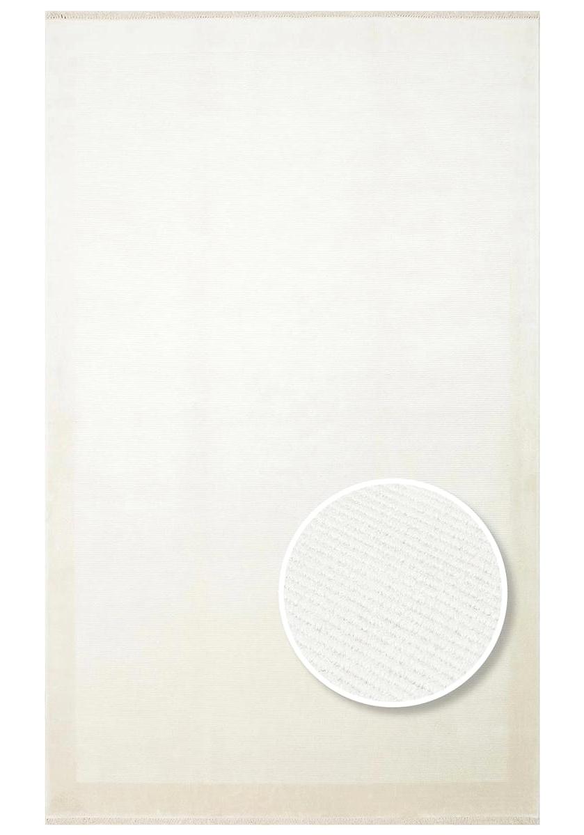 Eko Halı Napoli NAP02 Krem 8 mm Viskon Silinebilir Yıkanabilir Orta Kaymaz Dikdörtgen Makine Dokuma Salon Halısı 100x200 cm