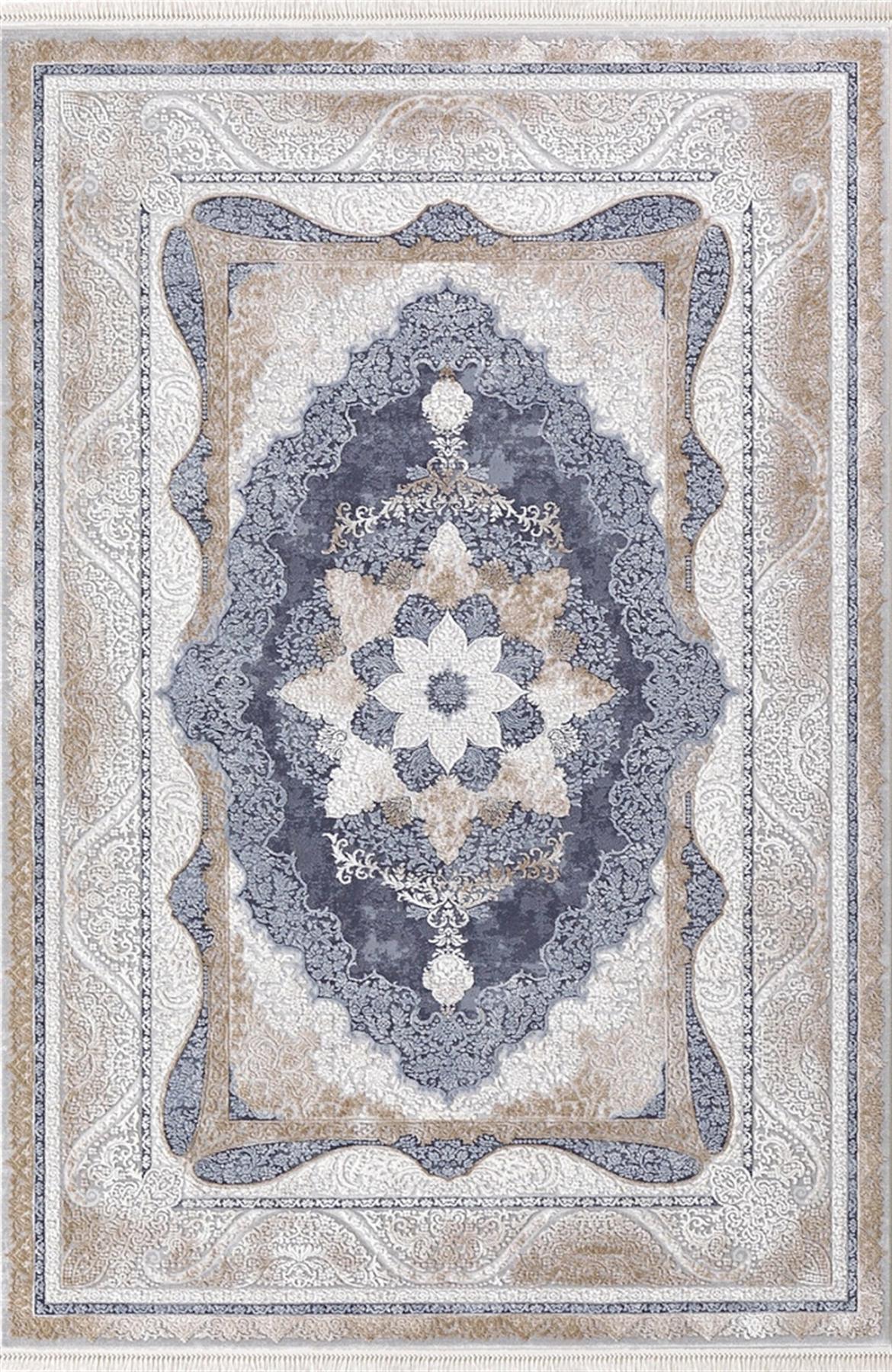 Dinarsu Arora 31888 Mavi 11 mm Akrilik Silinebilir Yıkanabilir Orta Kaymaz Dikdörtgen Makine Dokuma Salon Halısı 100x150 cm