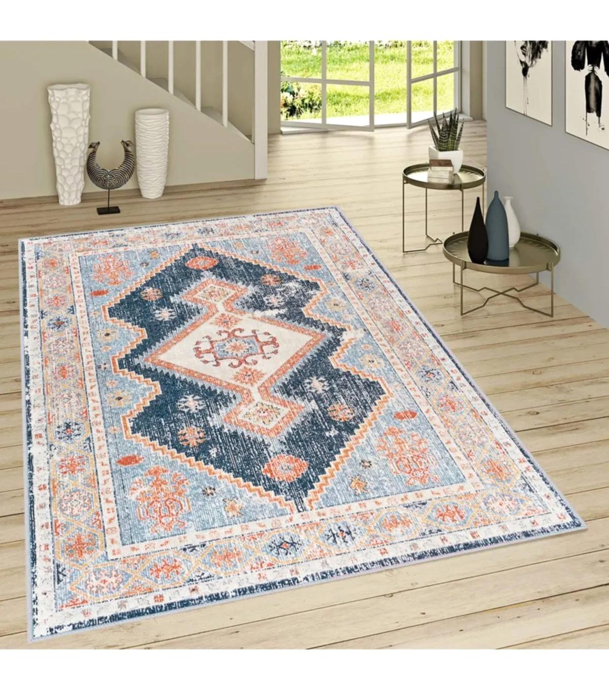 Rovigo Home RVG1688 Çok Renkli 8 mm Polyester Leke Tutmaz-Toz Tutmaz Yıkanabilir İnce Kaymaz Dot Taban Dikdörtgen Makine Dokuma Salon Halısı 180x180 cm