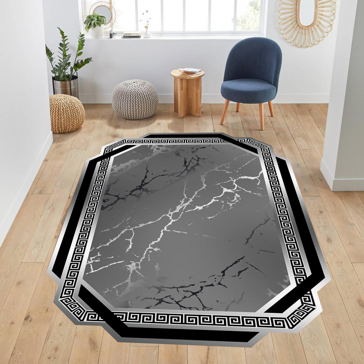 Rovigo Home RVG0664-SM304 Çok Renkli 8 mm Polyester Antibakteriyel-Leke Tutmaz-Toz Tutmaz Yıkanabilir İnce Kaymaz Dot Taban Dikdörtgen Makine Dokuma Salon Halısı 80x500 cm
