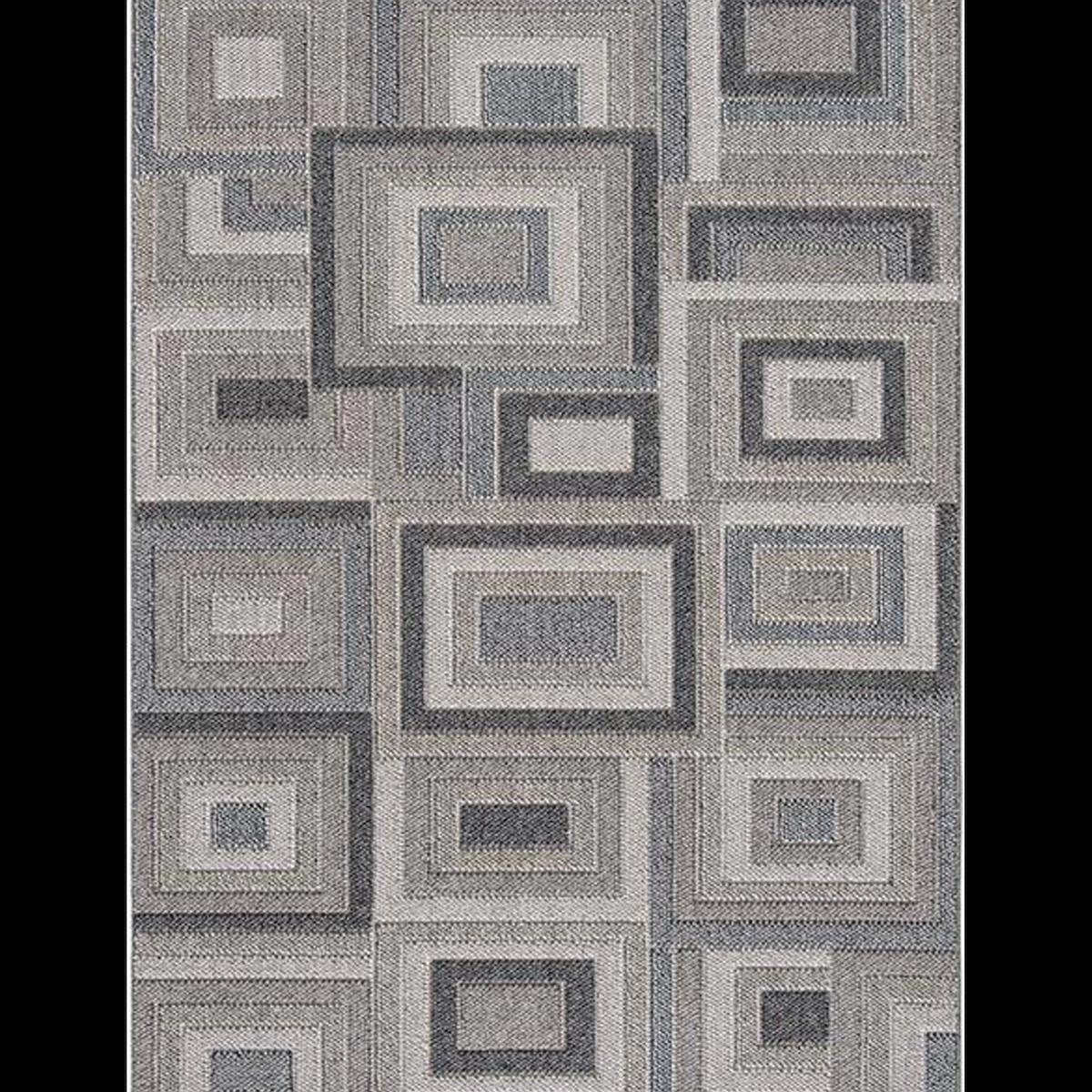 Hoom Rugs Bukle 1404 Gri 7 mm Polipropilen Antialerjenik Yıkanabilir Orta Kaymaz Geometrik Dikdörtgen Makine Dokuma Salon Halısı 120x180 cm