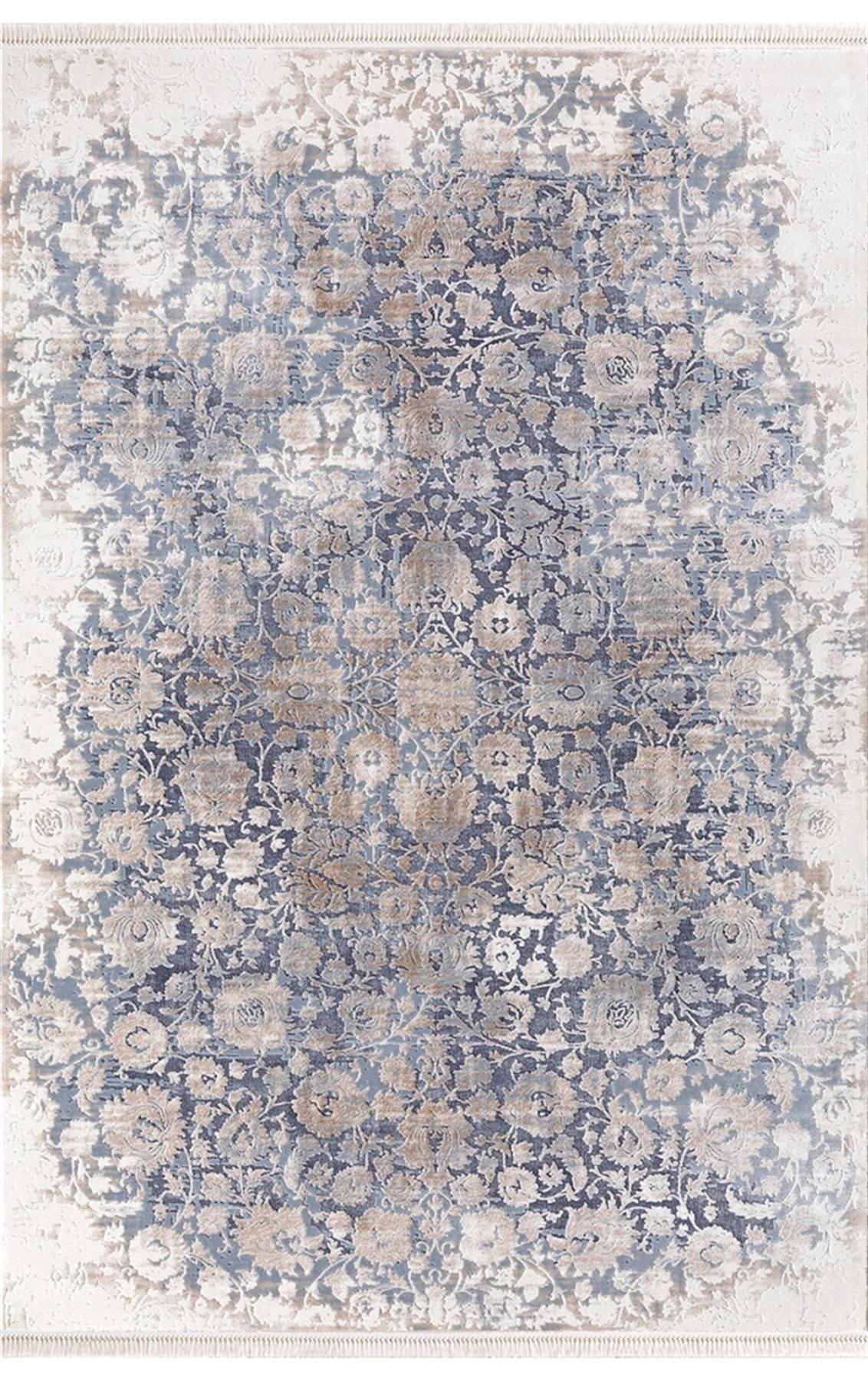 Padişah Santo 31880 Lacivert 10 mm Akrilik Yıkanabilir İnce Kaymaz Dikdörtgen Makine Dokuma Salon Halısı 140x200 cm