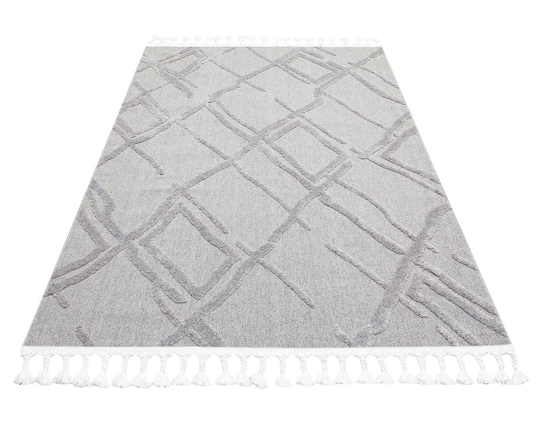 Eko Halı Terazzo TRZ03 Gri 10 mm Polyester Yıkanabilir İnce Kaymaz Dikdörtgen Makine Dokuma Salon Halısı 160x230 cm
